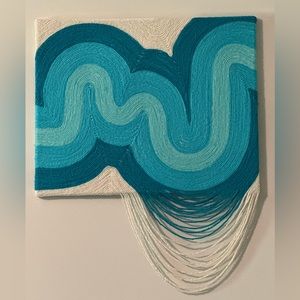 16x20 handmade blue and white yarn painting SOLD
